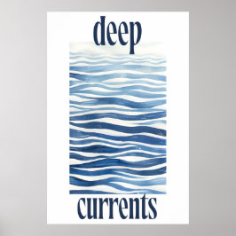 Blue Ocean Waves Art Print Abstract Coastal Wall Poster