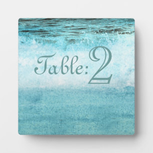 Blue Ocean Waves Beach Tischnummer Fotoplatte