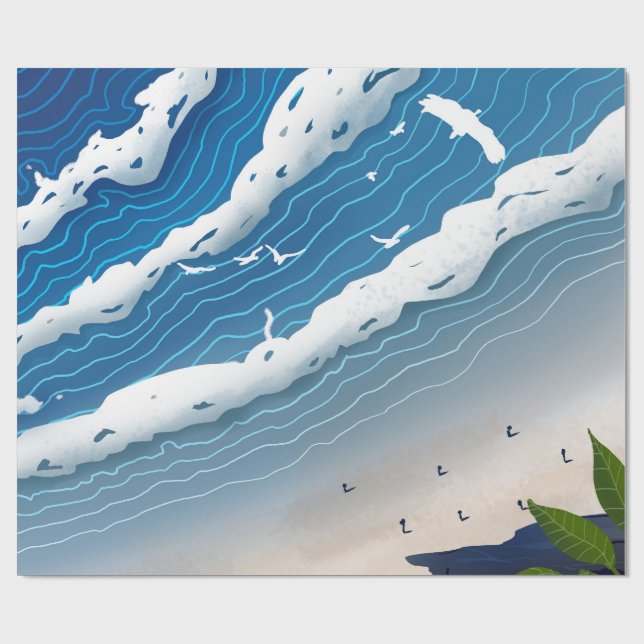 Blue Ocean Waves Canvas Art  Geschenkpapier (Flach)