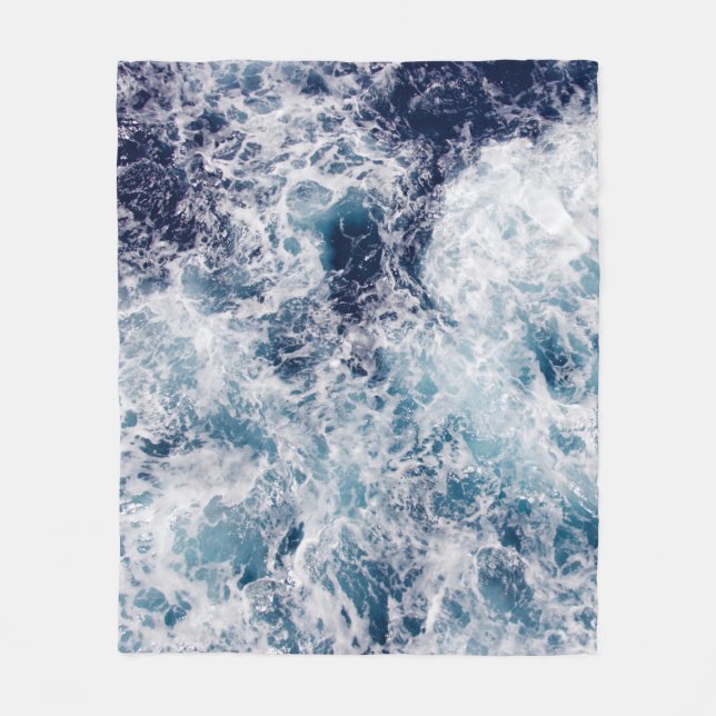 Blue Ocean Waves Fleece, Throw & Sherpa Blanken Fleecedecke (Vorderseite)