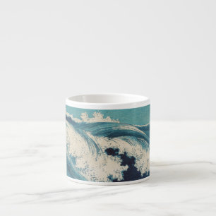 Blue Ocean Waves Japanisches Holzschnitt Espressotasse
