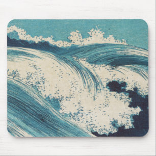 Blue Ocean Waves Japanisches Holzschnitt Mousepad