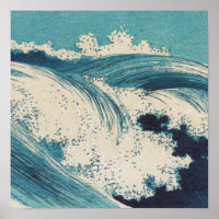 Blue Ocean Waves Japanisches Holzschnitt