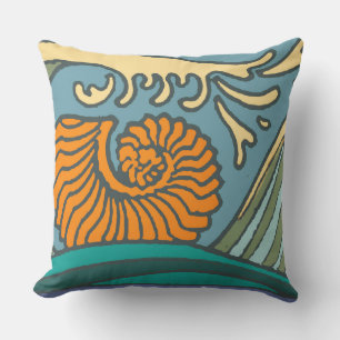 Blue Ocean Waves Nautilus Seashell Muster Nouveau Kissen