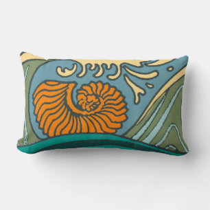 Blue Ocean Waves Nautilus Seashell Muster Nouveau Lendenkissen