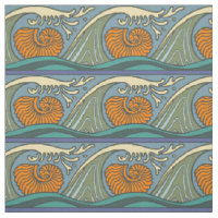 Blue Ocean Waves Nautilus Seashell Muster Nouveau