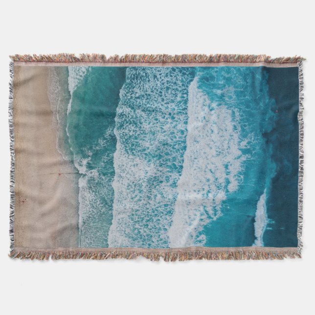 Blue Ocean Waves Sandstrand Decke (Vorderseite)