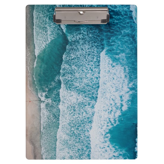 Blue Ocean Waves Sandstrand Klemmbrett (Vorderseite)