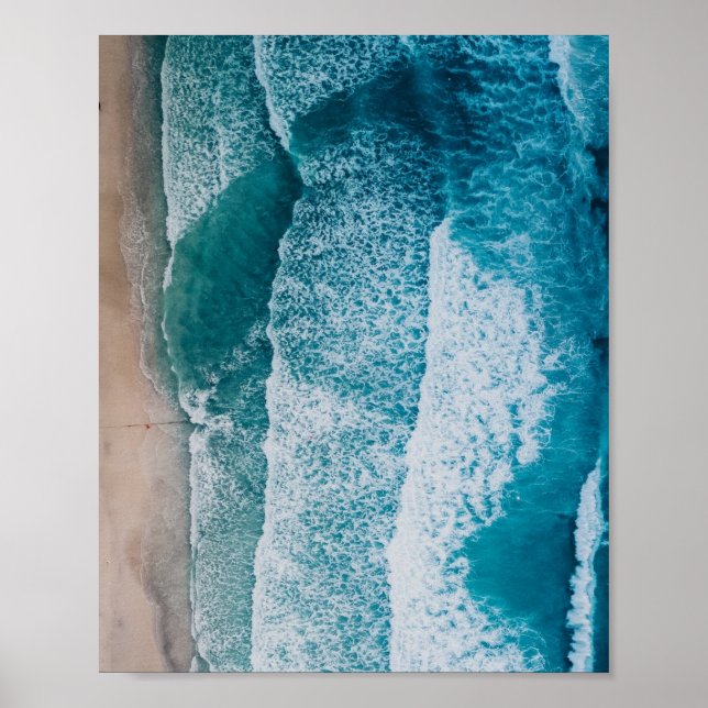 Blue Ocean Waves Sandstrand Poster (Vorne)