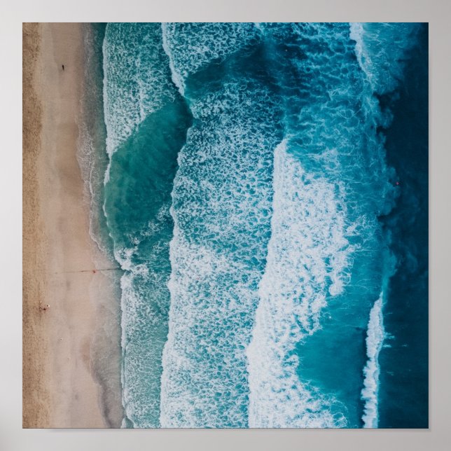 Blue Ocean Waves Sandstrand Poster (Vorne)
