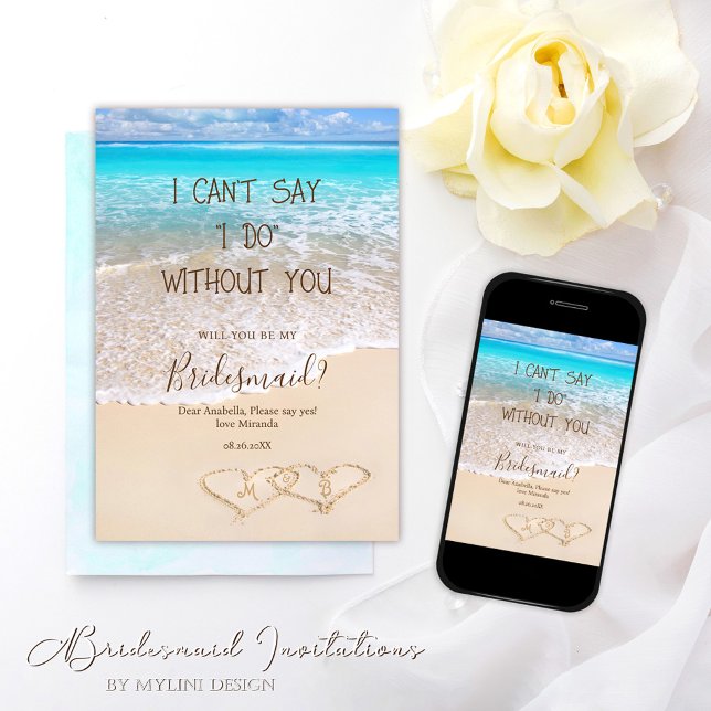 Blue Ocean Waves Tropical Beach Bridesmaid Einladung (Von Creator hochgeladen)