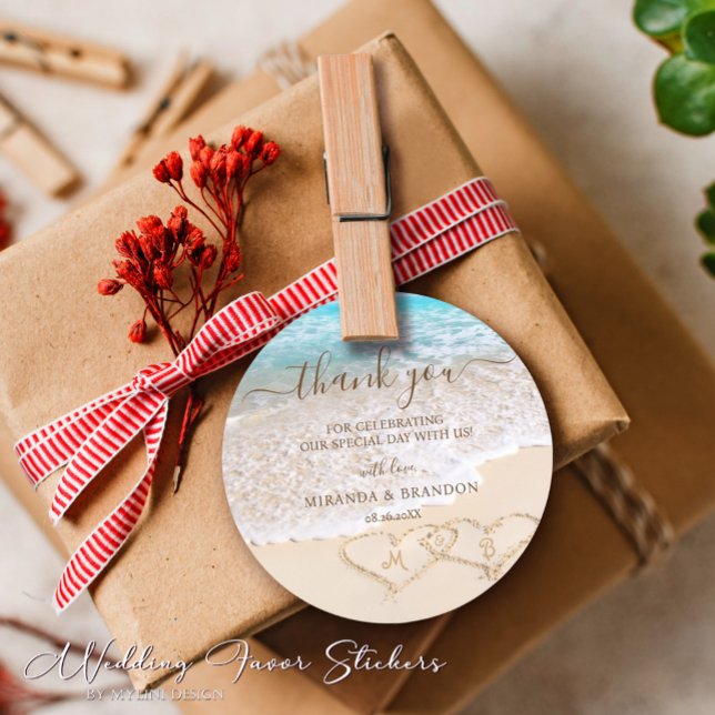 Blue Ocean Waves Tropical Beach Hochzeit Vielen Da Runder Aufkleber (Von Creator hochgeladen)