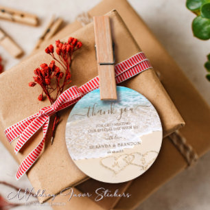 Blue Ocean Waves Tropical Beach Hochzeitsfavorit Runder Aufkleber