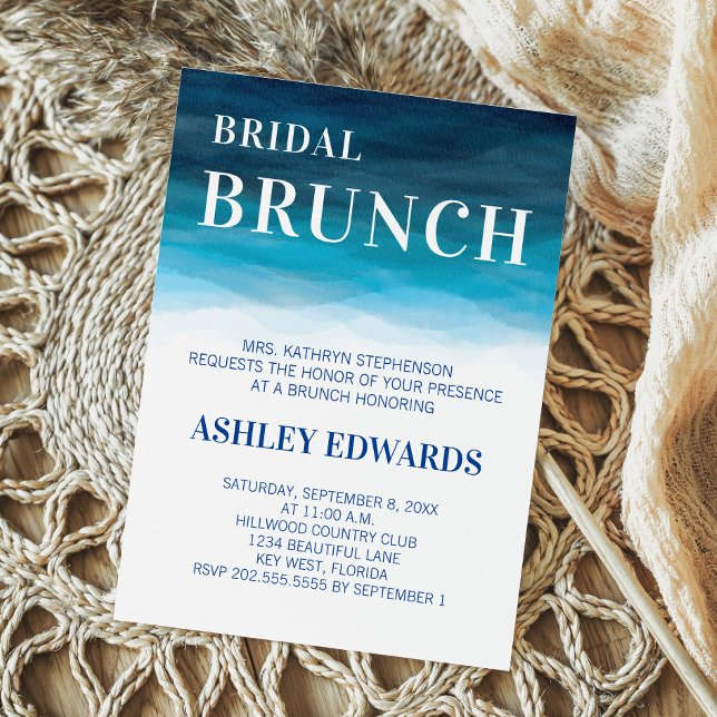 Blue Ocean Waves Wedding Bridal Brunch Einladung (Von Creator hochgeladen)