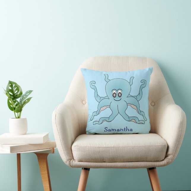 Blue Octopus Design Personalised Kissen (Stuhl )
