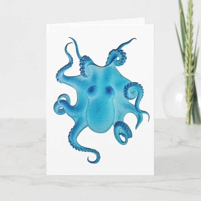 Blue Octopus Friend Birthday Card Kraken Sea Ocean Karte (Vorderseite)