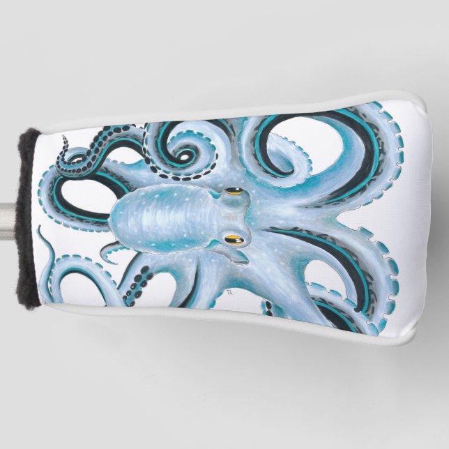 Blue Octopus Ink & Marker Golf Headcover (Vorderseite)