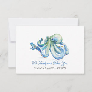 Blue Octopus Wedding Dankeschön Card