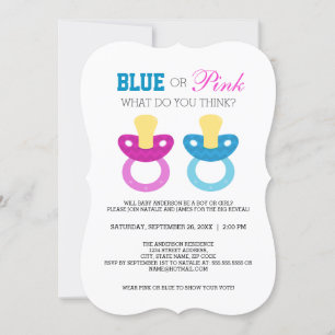 Blue oder Pink Baby Schnuller Gender Reveal Party Einladung