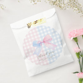 Blue oder Pink Gingham Bow Favor Bag Geschenktütchen
