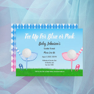 Blue oder Pink Golf Gender Reveal Baby Shower Tee Einladung