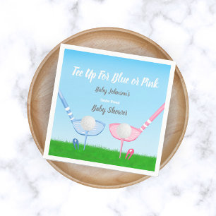 Blue oder Pink Golf Gender Reveal Baby Shower Tee  Serviette
