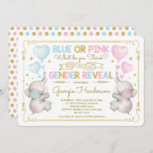 Blue oder Pink Twins Elephant Gender Reveal Baby