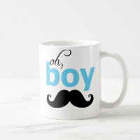 Blue Oh Boy Mustache Statement-Tasse