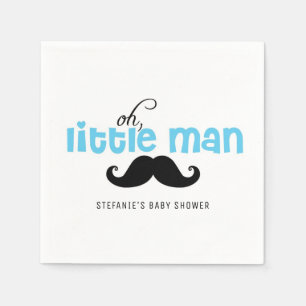 Blue Oh Little Man Mustache Custom Baby Dusche Serviette
