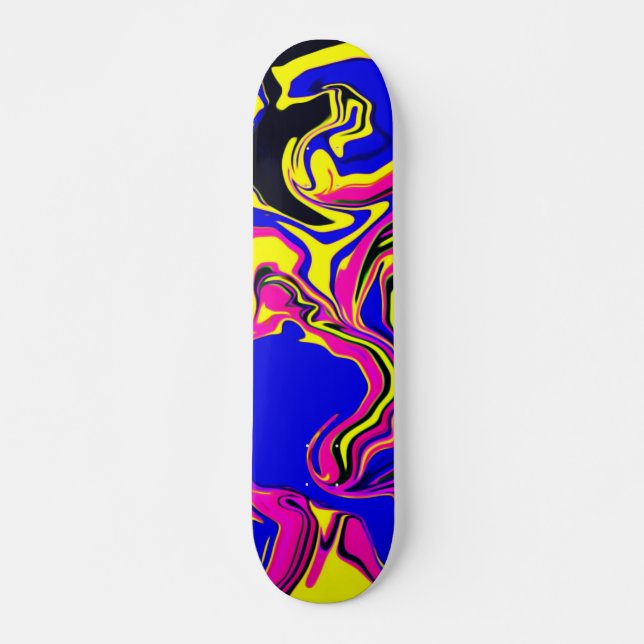 Blue Oil Spill Psychedelic Skateboard (Vorne)