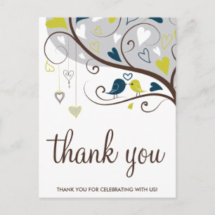 Blue & Olive   Süße Liebesvögel Dankeschön-Postkar Postkarte