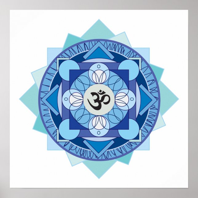 Blue OM Mandala Poster (Vorne)