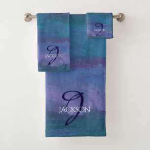 Blue Ombre Abstrakt   Aquamarines Violett Lila Mon Badhandtuch Set