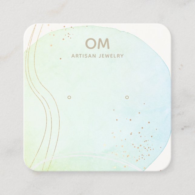 Blue Ombre Aquarellfarbenstube Earring Display Hol Quadratische Visitenkarte (Vorderseite)