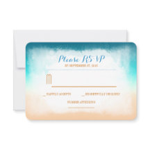 Blue ombre Beach Hochzeit RSVP Karten