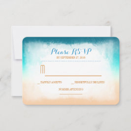 Blue ombre Beach Hochzeit RSVP Karten