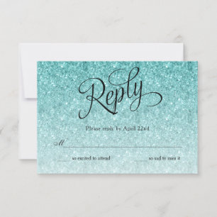 Blue Ombre Glitzer Birthday Repcard RSVP Karte