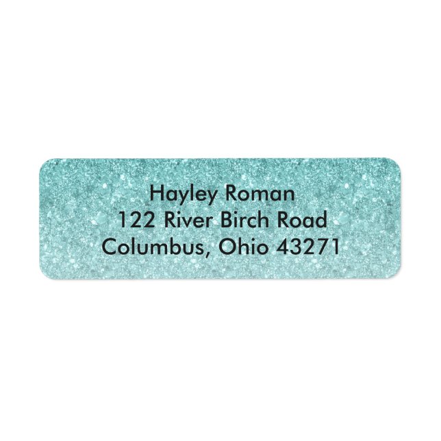 Blue Ombre Glitzer Custom Print Address Label (Vorne)