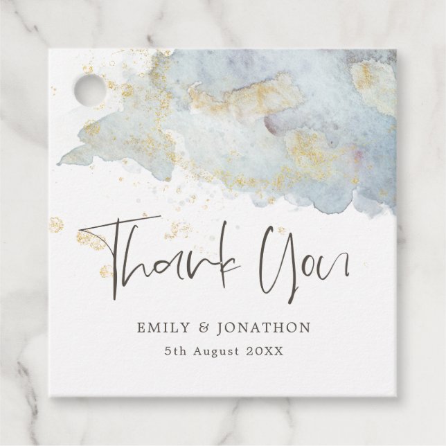 Blue Ombre Gold Modern Script Name Nachricht Hochz Geschenkanhänger (Vorderseite)