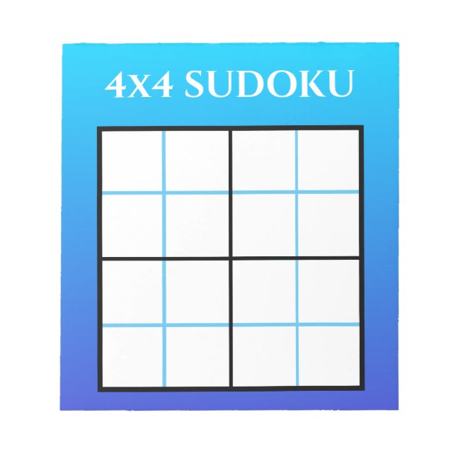 Blue Ombre Gradient 4x4 Sudoku Grid Template Notizblock (Vorderseite)