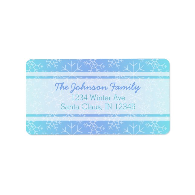 Blue Ombre Hand Drawn Snowflake Address Labels Adressaufkleber (Vorne)