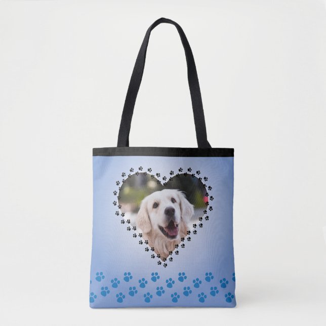 Blue Ombre Heart Paw druckt Custom Dog Mama (Vorderseite)