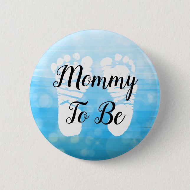 Blue Ombre Mama zu Baby Showknopf Button (Vorderseite)