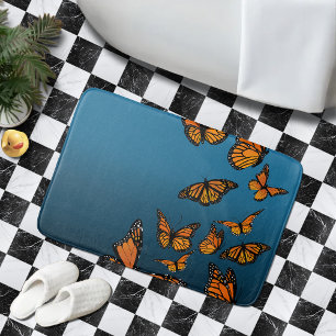 Blue Ombre Monarch Butterflies Badematte