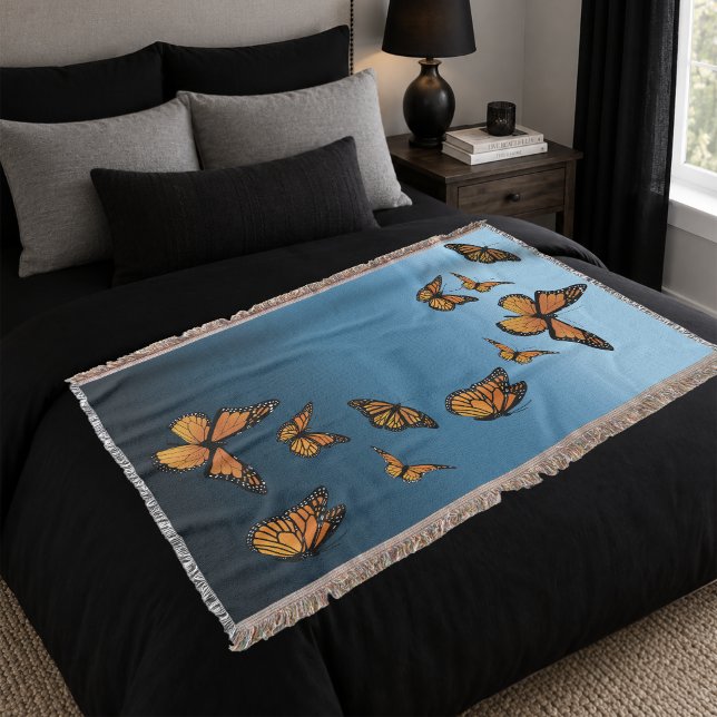 Blue Ombre Monarch Butterflies Decke (Von Creator hochgeladen)