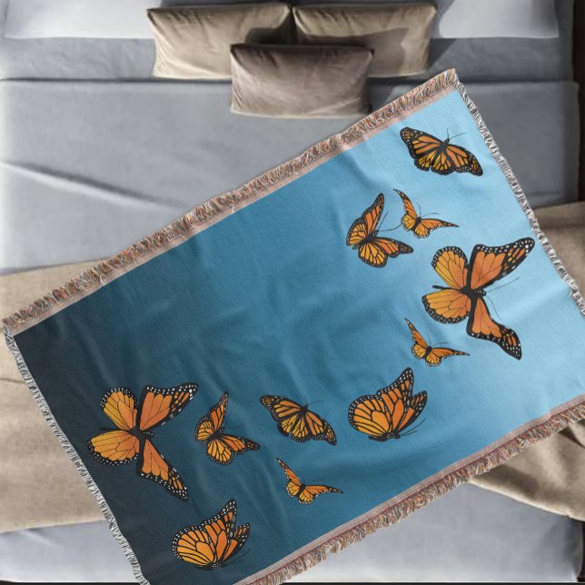 Blue Ombre Monarch Butterflies Decke (Von Creator hochgeladen)