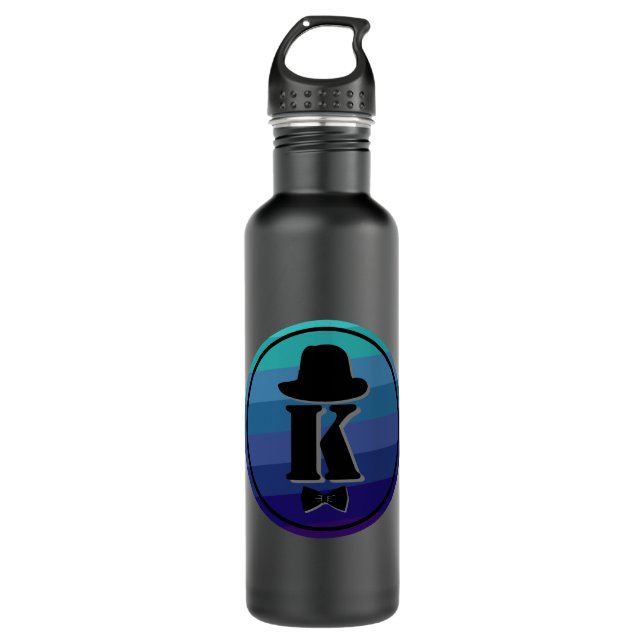 Blue Ombre Name Initial Monogram for Men Edelstahlflasche (Vorderseite)