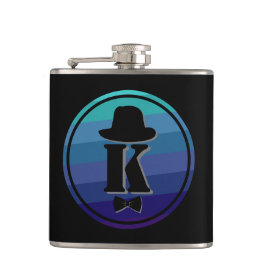 Blue Ombre Name Initial Monogram for Men Flachmann