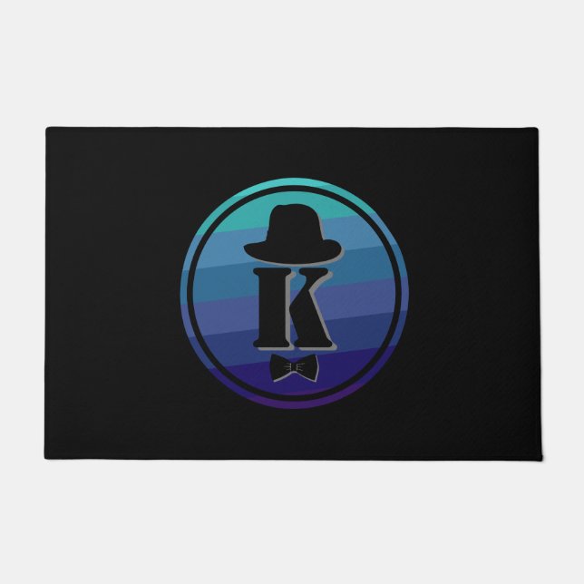 Blue Ombre Name Initial Monogram for Men Fußmatte (Vorderseite)