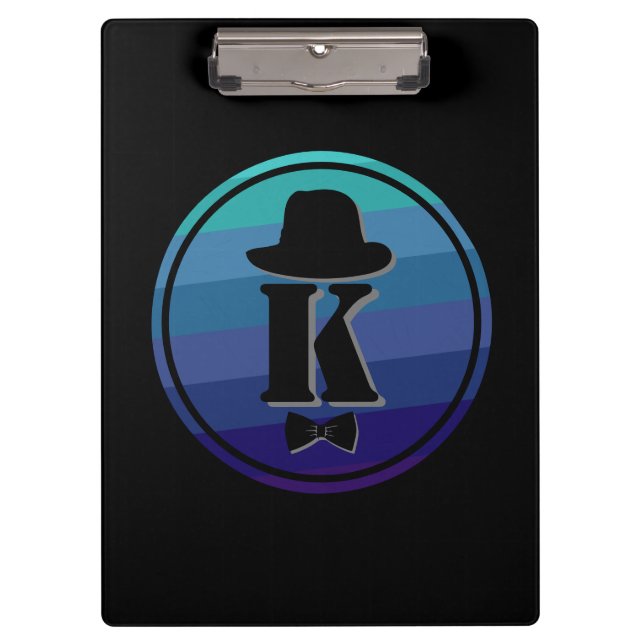 Blue Ombre Name Initial Monogram for Men Klemmbrett (Vorderseite)